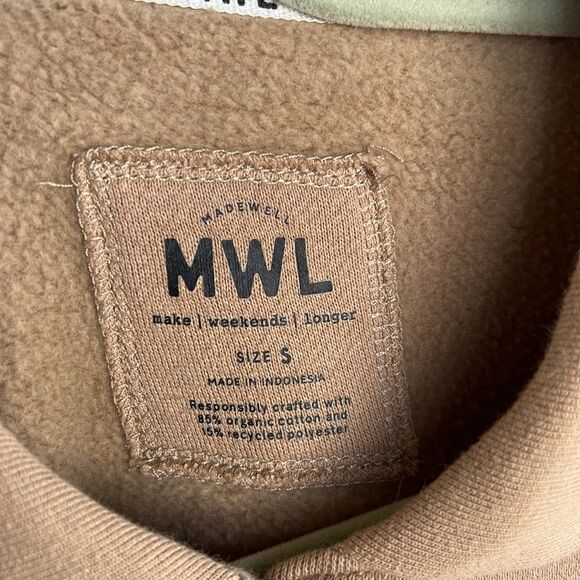 Madewell MWL Betterterry Crop Polo Sweatshirt Khaki Size Small - Picture 7 of 8